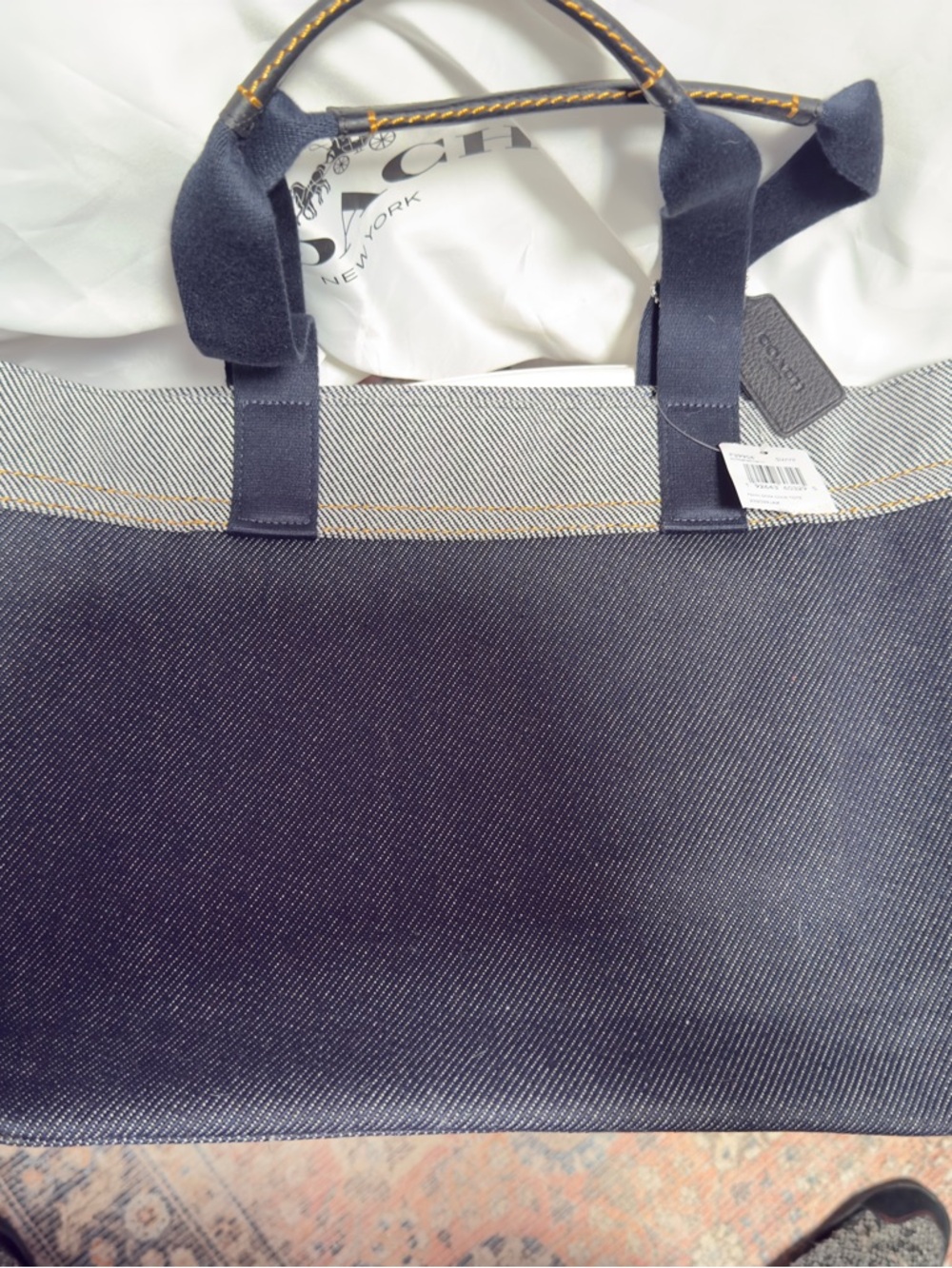 Coach Navy Demin Logo Canvas Tote - Picture 6 of 6